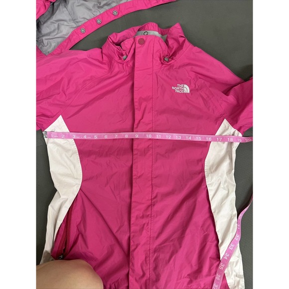 Girls The North Face Pink Grey Hooded HyVent Raincoat Windbreaker Child LG 14/16 - Picture 11 of 12